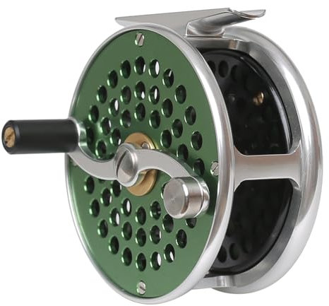 Klassische Angelrolle im Vintage-Stil, Rechts- und Linkshänder, Fliegenrolle (grün, 3/4 Wt)