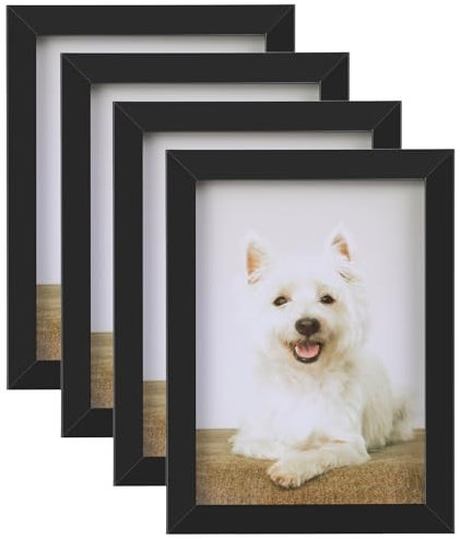 Confezione da 4 cornici portafoto da 17 x 12 cm, da tavolo e da parete, piccole cornici con finestra in plexiglass, per foto ritratti