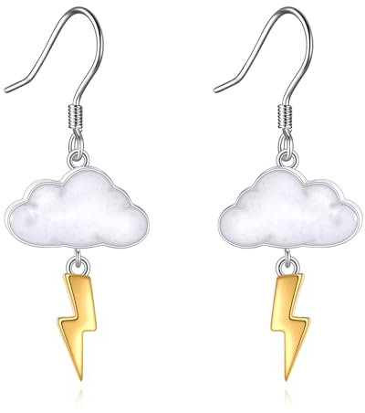 YONFQE Blitz Ohrringe 925 Sterling Silber Wolke Ohrringe Gewitter Wetter Schmuck Geschenk für Damen