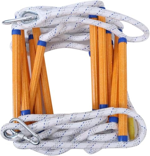 Strickleiter Feuerfeste Rettungsleiter 5M,Schwer Entflammbare Feuerleiter Sicherheitsleitern mit 2 Karabinern,Rettungsleiter Strickleiter Outdoor Balkon Fenster,Tragfähigkeit bis 661 lbs