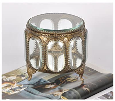 ASHSDI Schmuckaufbewahrung Schmuckschatulle Klarglas Schmuckschatulle Ring Ohrring Halskette Schmuck Aufbewahrungsbox Goldene Schmuckschatulle Mit Deckel Schmuckschatulle Schmuckschrank(C)