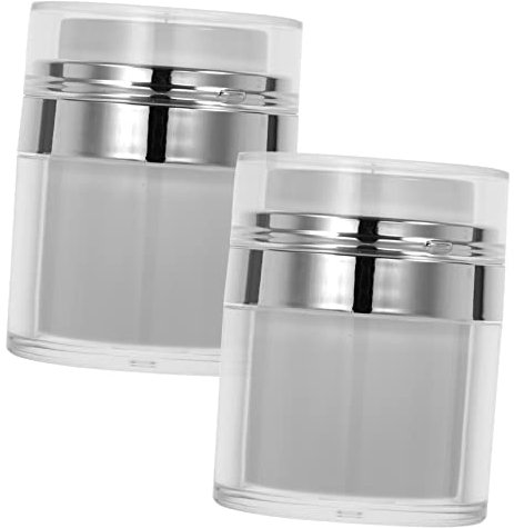 Générique 2 Pièces Pot De Crème De Presse Lotion pour Le Visage Bouteille D'huile Crèmes Soin du Visage Bouteilles De Lotion avec Pompe Pot De Crème sous Vide Pot De Crème Pressée PP Blanche