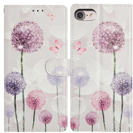 Wuhaizher for iPhone SE 3rd Gen/iPhone SE 2nd Generation Case iPhone 8 / iPhone 7 Case Shockproof Flip Leather Wallet Cover with Stand Magnetic Card Holder Art Pattern Phone Case, Dandelion