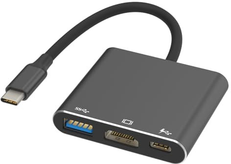 VVG USB C to 4K HD.MI Adapter for MacBook Pro/Air, 3 in 1 USB-C Digital AV Multiport Adapter with 4K 60Hz, 100W Charging, USB 3.0 5Gbps Data Port Compatible with Mac M1 M2 Laptop iPad Pro/Switch