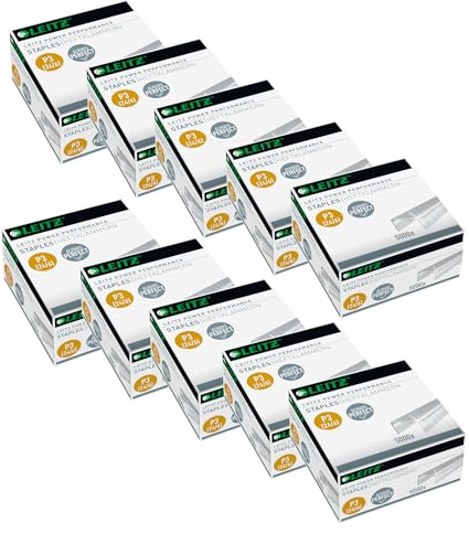 Leitz Power Performance P3 Heftklammern, 24 x 6 mm, 10er Pack à 5000 Stück, verzinktes Metall, 54990000