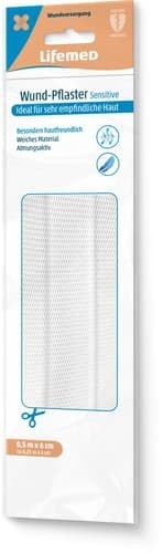 Lifemed Wund-Pflaster 0,5 m x 6 cm weiss Sensitive
