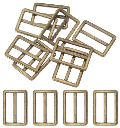 sourcing map 8pcs Flat Metal Slide Buckle, 2 Zinc Alloy Adjustable Buckles, Webbing Strap Fastener Tri Glide Adjuster Slider for Bags Backpack Purse Belts, Brass