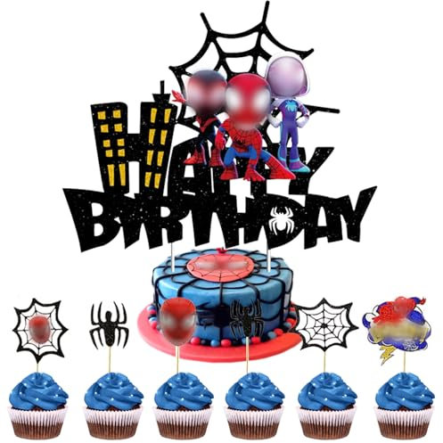 Tortendeko Kindergeburtstag, Happy Birthday Tortendeko, Deko Torte, Kuchen Deko, Theme Torten Deko, Cupcake Topper, Happy Birthday Buntes Kuchendekoration für Kinder Party