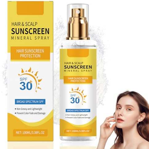 1 Stück Kopfhautschutzspray Sonnenschutz, LSF 30+Sonnenschutz Kopfhaut,Verhindert Ausbleichen und Trockenheit, Geeignet zum Wandern Strand Laufen, Hält das Haar Lebendig und Hydratisiert