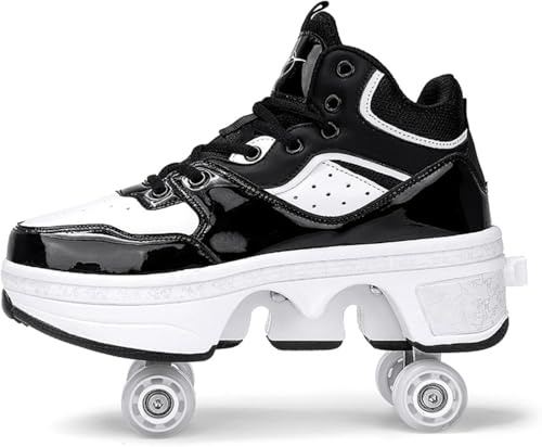 Doppelreihiges Verformbares Rad Automatische Wanderschuhe Unsichtbare Verformung Rollschuh 2 In 1 Abnehmbare Umlenkrollen Schlittschuhe Schlittschuhe Schlittschuhe Outdoor Parkour Sch, 34 EU