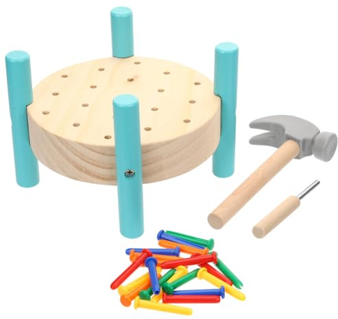 Toddmomy Wooden Nailing Table Hammer Toy Toddler Workbench Pounding Game with Colorful Pegs Kids Hammer Toy for Pretend Play Hand-Eye Coordination Educational Plaything