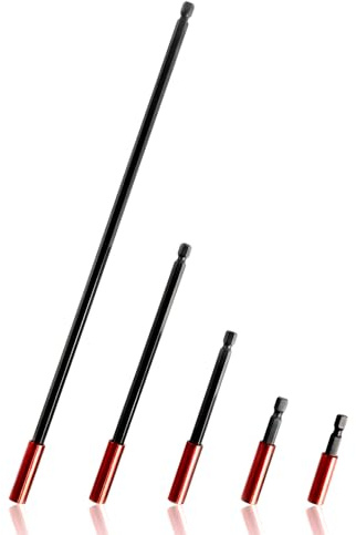 5 pezzi prolunga bit 1/4 esagonale, supporto magnetico lungo 50/60/100/150/300 mm, cambio rapido per cacciavite, trapano, avvitatore a percussione, prolunga bit, supporto per punte lungo