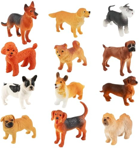 Schleich Hund, 12 Mini Hunde Figuren Set, Kleine Tiere Figuren, Realistische Hundefiguren Für Spielzeug, Deko Und Lernspiel, Cake Topper
