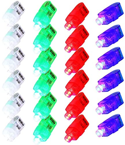 AZIDWERYQ Luces LED para Dedos de plástico Colorido, Anillo para Pulgar, Banda, Linterna, Juguete para niños y Adultos, 24 Uds.