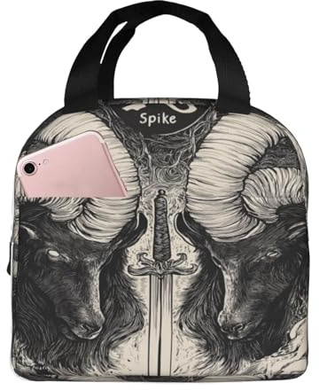 YAOJIAADM Monstrous Ram Horns, Spiked Sword, Dark Fantasy Art Insulated Lunch Bag for Work Picnic Beach