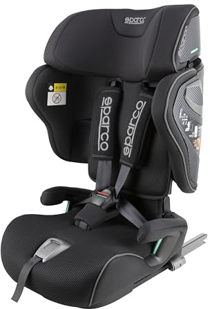 Sparco Silla de Coche i-Size SK8000IBK para Niños 76-150 cm Homologación ECE R129/04 con ISOFIX y Top Tether Reposacabezas Ajustable Respaldo Plegable y Arnés de 5 Puntos Color Negro