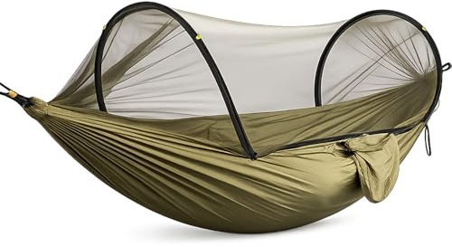 Amaca Da Campeggio Con Zanzariera Integrata 3 In 1 In Nylon 210T Portatile Per Trekking Escursioni Spiaggia Giardino Outdoor Supporto 300 Kg 270 x 140 Cm Verde Militare