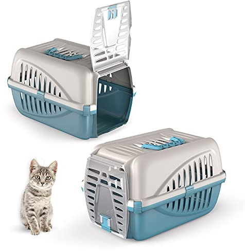 CAT CENTRE Premium Blue Pet Carrier Kitten Cat Dog Animal Transport Travel Box Cage