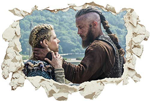 Unified Distribution Vikings TV Serie - Wandtattoo mit 3D Effekt, Aufkleber für Wände und Türen Größe: 92x61 cm, Stil: Durchbruch