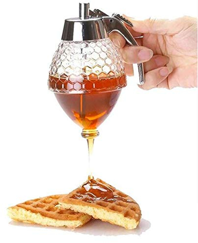 200ML Acrílico Transparente Zumo Miel Dispensador Contenedor Hervidor Almacenaje Taza Sirope Especias Abeja Botella Miel Miel Abeja Goteo Almacenaje Botella Soporte Almacenaje Olla con/Soporte