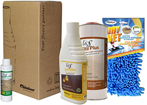 Chimiver - Kit rénovateur parquet huilé | Régénère les planchers en bois usés.1L de TALITA PLUS+1L de SOFT BALM+1 TISSU DRY WET+200ml SOFT BALM ALOE