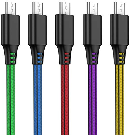 Micro USB Cable 2M, 5 Pack Micro USB Fast Charging Data Sync Mobile Phone Charger Cord for Android, Samsung Galaxy S6 and S7 Nexus HTC LG Kindle Power Bank and More