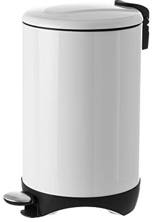 Papelera de pedal blanca contemporánea de acero inoxidable de 20 litros - LOLAhome