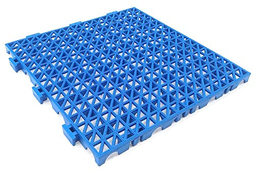 Dalle renforcée (Bleu 33x33x2 cm). Auto-ventilé et Anti-humidité. Sols de garages, ateliers, Lave-Auto, terrasses, Bains, piscines