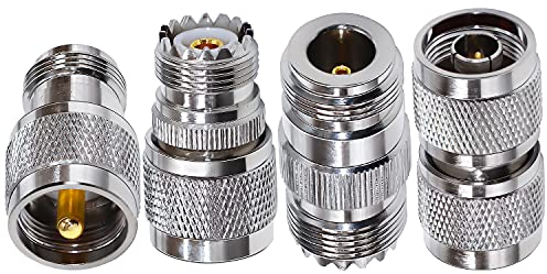 TUOLNK 4 Type Set UHF auf N Typ HF Koaxialadapter Steckverbinderkit UHF auf N Koaxialbuchsen Steckverbinder für Koaxialkabel/Telekommunikation RF Koaxialadapter Kit UHF auf N Typ