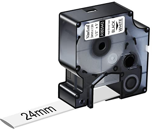 NineLeaf Compatible for Dymo Rhino 1805443 Tape Black on White IND Heat Shrink Tube 1'' 24mm x 1.5m for Wires Cables in Rhino 6000 Professional (1734519) Industrial Label Maker