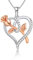 SNZM Collier Rose Fleurs pour Femme Fille, Coeur Pendentif Rose Collier Argent, Bijoux Cristal Cadeau Amour pour Noël Saint-Valentin Fête des mères Anniversaire Mariage (Or Blanc)