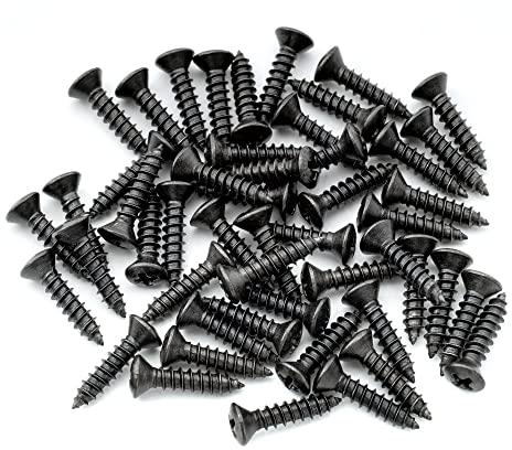 Musiclily Ultra 3x12mm Edelstahl Pickguard Schrauben Schlagbrett Screws für Fender Strat Tele Style E-Gitarre oder Bass, Schwarz (50er Set)