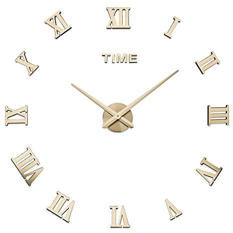 Grande Orologio da Parete Adesivo Con Numeri Romani - Moderno DIY 3D Silenzioso Decorazione Stickers