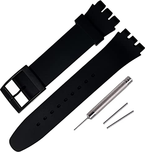Rihahisy Sostituzione cinturino in gomma siliconica/cinturino per orologio per Swatch, 19mm