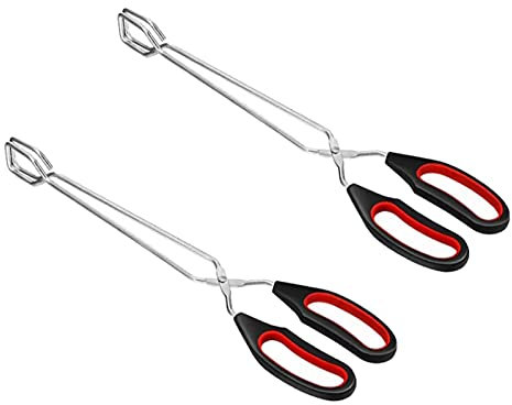 Pinza per barbecue extra 60 cm, in acciaio inox, pinza per carne, da cucina, in acciaio inox, extra lunga, 2 pezzi, in acciaio inox, accessori da giardino, accessori per barbecue (rosso, taglia unica)