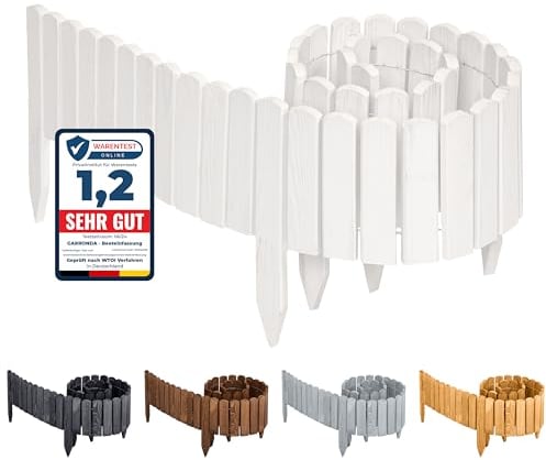 Garronda Beeteinfassung Holz Rollzaun Holzzaun 200 x 30 cm imprägniert Flexibler Rollborder Rasenkante Palisade Gartenzaun Umzäunung für Garten GD-0046 (Weiß, Höhe: 30 cm)