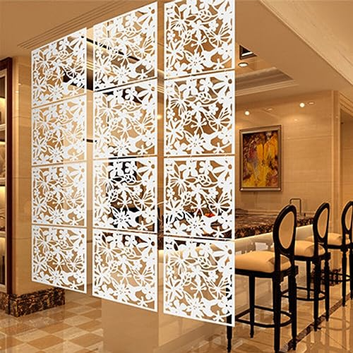Kaichenyt 12 Stück Raumteiler Hängend, Weiße Paneele Vorhang Paravent Raumtrennwand Raumtrenner für Wohnung Hotel Büro Bar Dekoration 40 x 40 cm