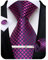 DiBanGu Purple Tie Set for Men Plaid Necktie Handkerchief Cufflinks Set Party Wedding Gifts