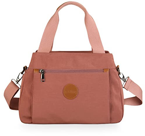 DEEVORCA Sac Fourre-Tout Femme Bandoulière – Sac à Épaule en Nylon Imperméable avec Poches Multiples et Compartiment Antivol, Grande Capacité – Idéal pour Voyage, Shopping, Travail (Rose Romantique)
