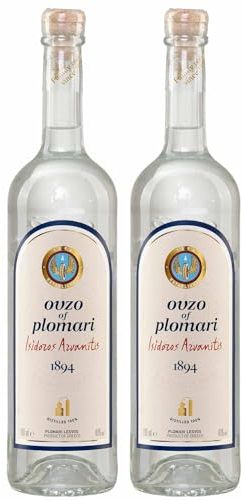 Ouzo Plomari 2x 0,7l Flasche | Destillerie Arvanitis | 40% Vol. | Ouzo aus Griechenland | +20ml Jassas Olivenöl