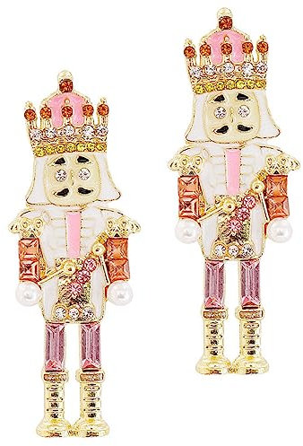 DEARMAMY Weihnachtsohrringe Nussknacker Ohrstecker Nussknacker Soldat Ohrringe Glitzer Strass Nussknacker Soldat Ohrringe Festival Ohrringe Für Frauen Mädchen Weihnachtsgeschenke