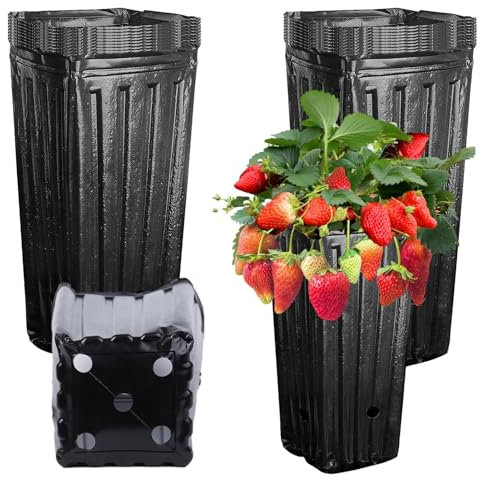 Maceta alta y grande – Macetas de jardín, macetas para interiores y exteriores, 20 recipientes para plantas de plántulas, maceta negra resistente a la intemperie, maceta de vivero con elevador de