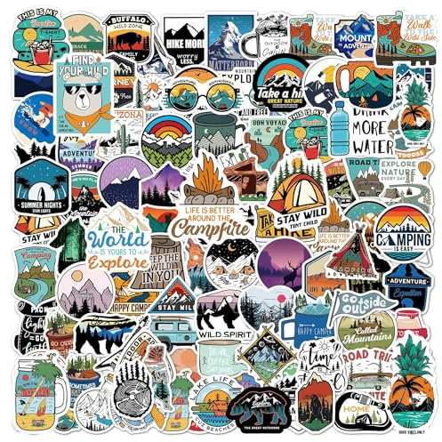 100 Blatt Landschaftsaufkleber, Retro-Aufkleber, Modeaufkleber, Campingaufkleber, Reiseaufkleber, Outdoor-Aufkleber, wasserfeste Aufkleber, leicht zu entfernende Aufkleber Farbe
