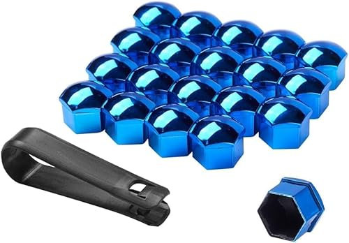 HBDTNTKF Auto Radmutterkappen Für Au-di A5 8F 2009-2016, 20 Stücke Sechskant Radschrauben Abdeckungen Mit Entfernung Werkzeug Außenschutz Staub Abdeckkappen,C/Blue-19mm