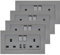 4 Pack Electrical Double Switched Power Socket, 3-pin 13A 2 Gang Plug Screwless Wall Socket with Two 2.1A USB Fast-Charging Charger Port, PC Plate Wall Outlet（Grey)