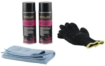 Staloc Edelstahlreiniger - Reinigungsmittel für Edelstahl zur Reinigung und Pflege - 2x Edelstahl Reiniger + 1x Mikrofasertuch