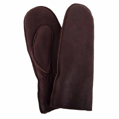 Womens Double Face Sheepskin Mitten with Turn Back Cuff Detail - Berry