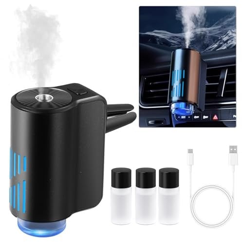 Auto-Lufterfrischer mit Parfum, 30 ml, Intelligenter Ultraschallzerstäuber mit 3 intelligenten Modi, für Auto mit Lithium-Ionen-Akku