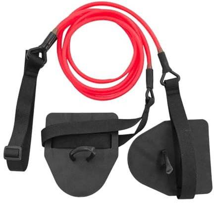 Laroal Land Swimming Trainer With Hand Paddles Resistance Rope Pull Band Fitness Detachable Elastic Band For Improving Arm Strength(Red 30 Lbs)