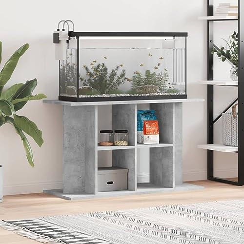 Somanki Aquariumständer Betongrau 100x40x60 cm Holzwerkstoff, Aquarium Unterschrank, Aquarium Schrank, Aquariumschrank, Aquarium Tisch, Aquarium Stands
